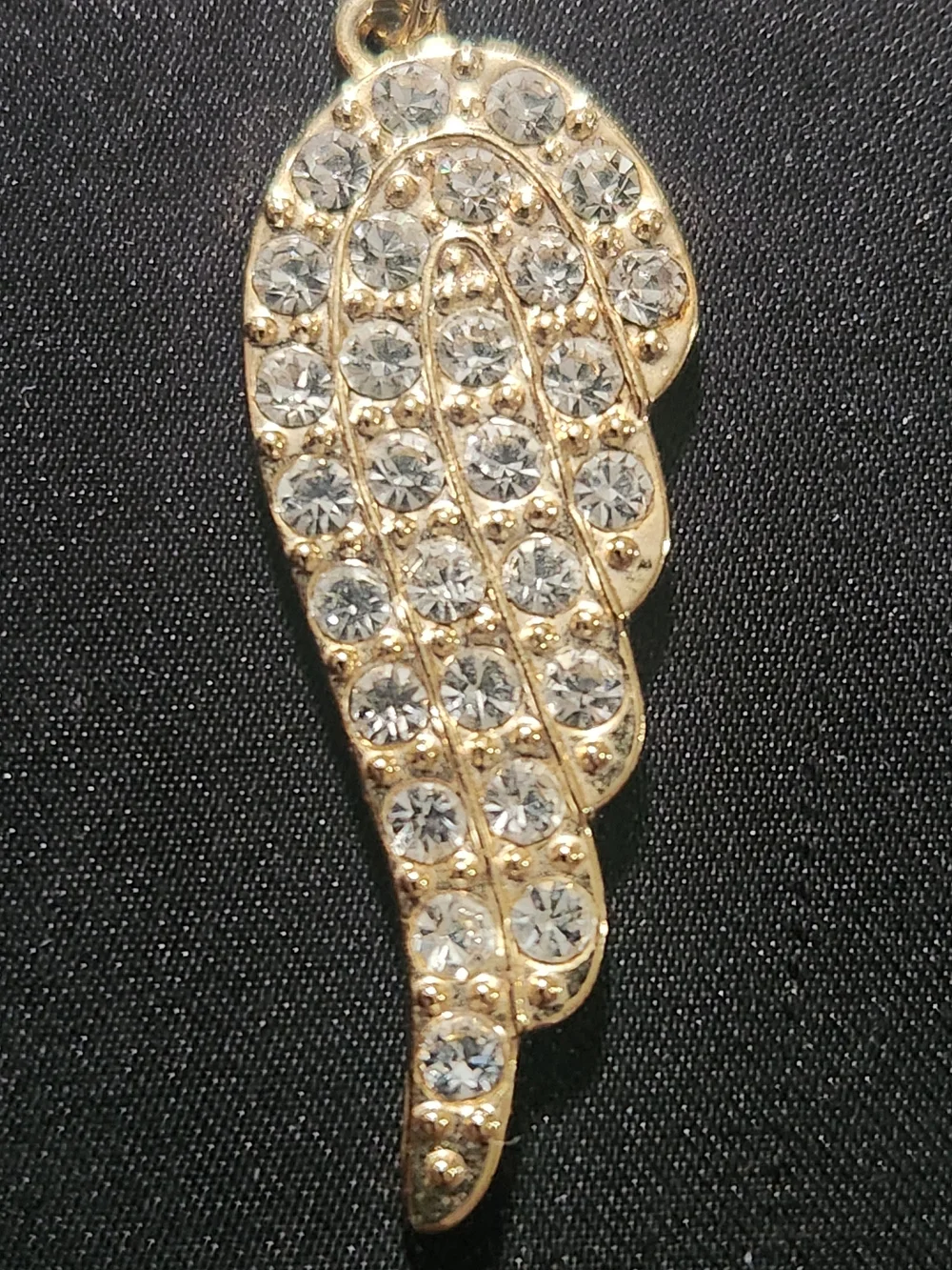 ​Goldtone Rhinestone Angel Wings Y-Necklace Lariat Drop Charm ​